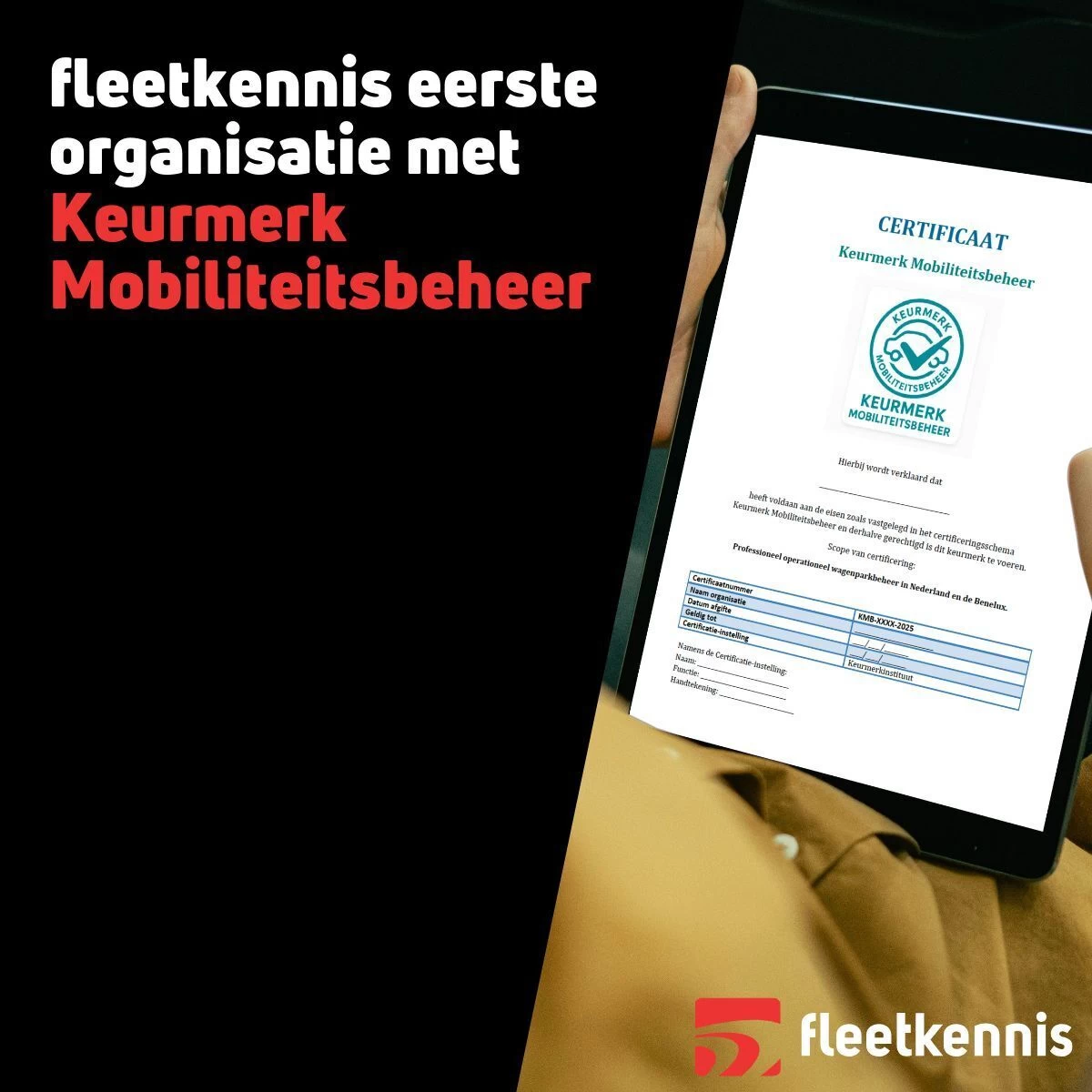 Fleetkennis behaalt Keurmerk Mobiliteitsbeheer